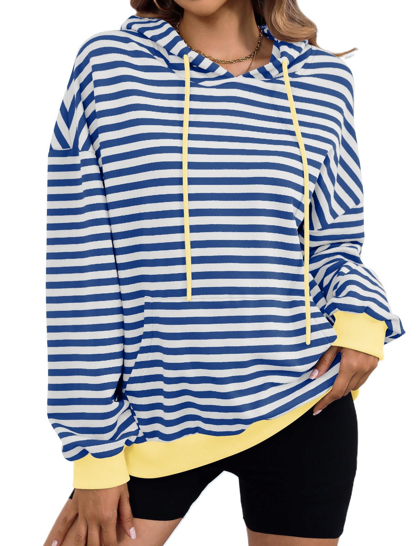 Color Block Striped Hooded Hoodies