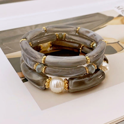 3 Pcs Minimalist Layered Acrylic Bead Bracelets