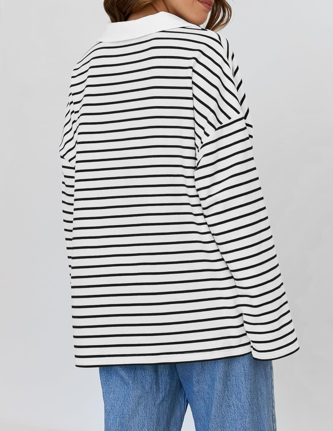 Lapel Striped Color Block Pullover Sweatshirt