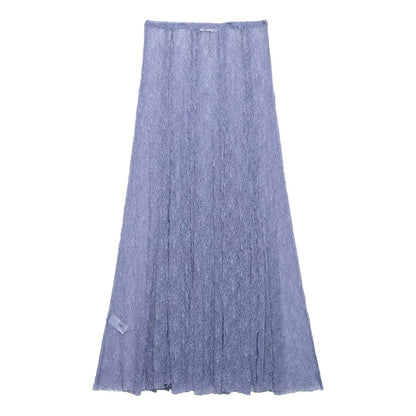 Lace Ruffle Spaghetti Top Maxi Skirt Sets