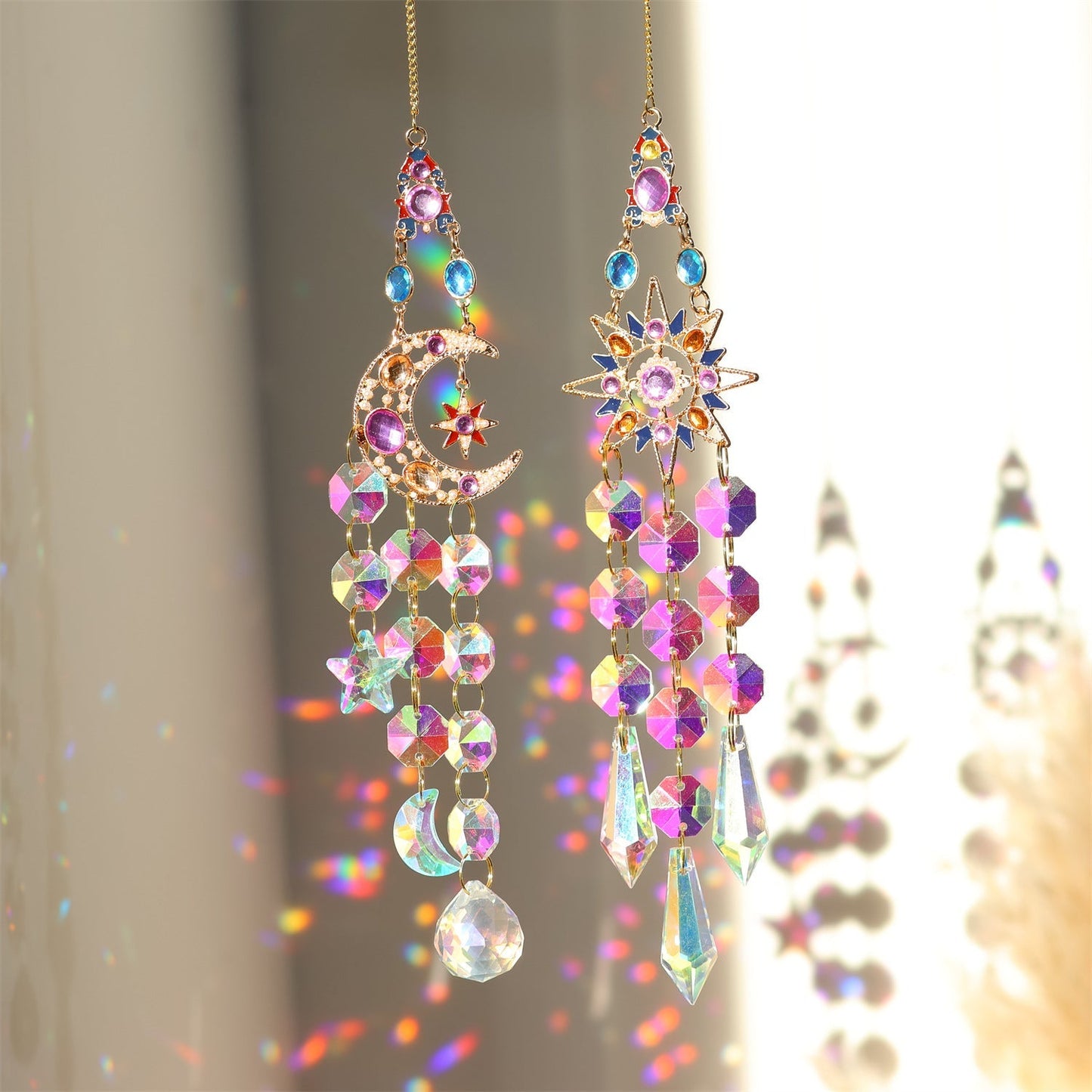 3+ Colorful Star Moon Suncatcher Hangings