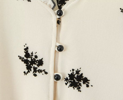 Floral Print V-Neck Lace Cardigan Blouse