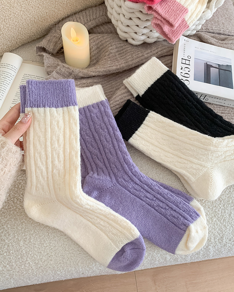 Color Block Twist Warm Thicken Socks