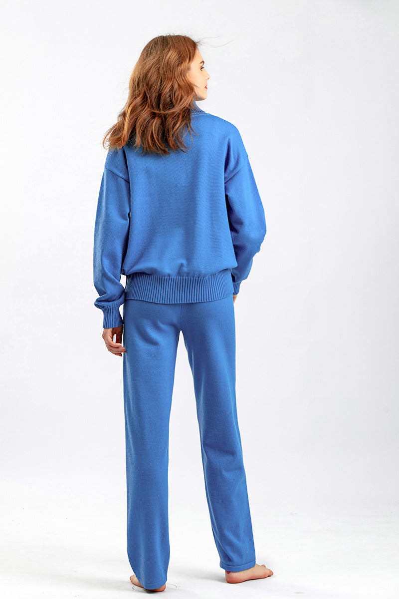 2+Solid Color High Collar Knit Sets