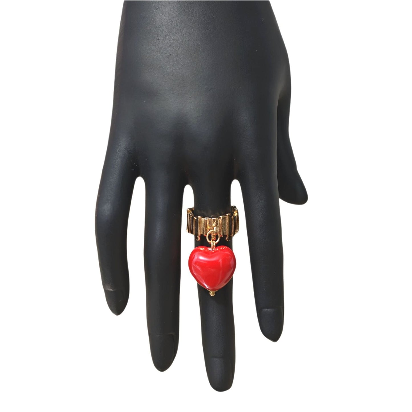 Trendy Candy Colored Ceramic Heart Ring