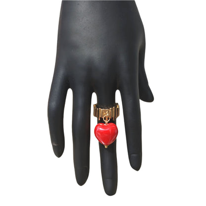 Trendy Candy Colored Ceramic Heart Ring