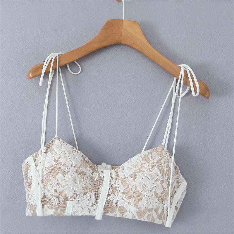 Solid Color Spaghetti Strap Lace Ruffled Dresses