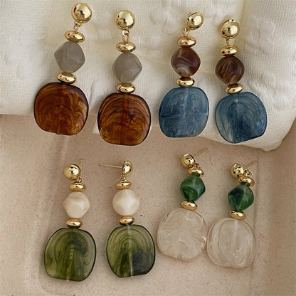 Vintage Geometric Acrylic Drop Dangle Earrings