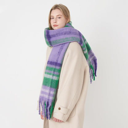 2+ Plaid Tassel Mohair Scarves