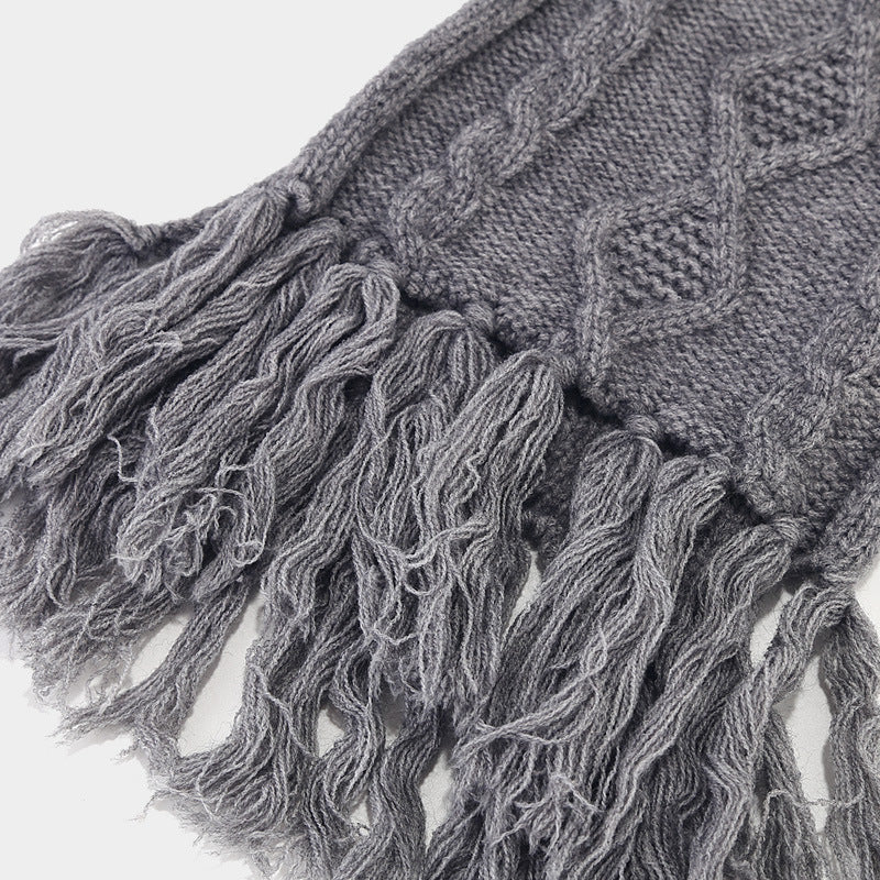 3PCS Solid Color Twist Tassel Hat & Scarf Sets