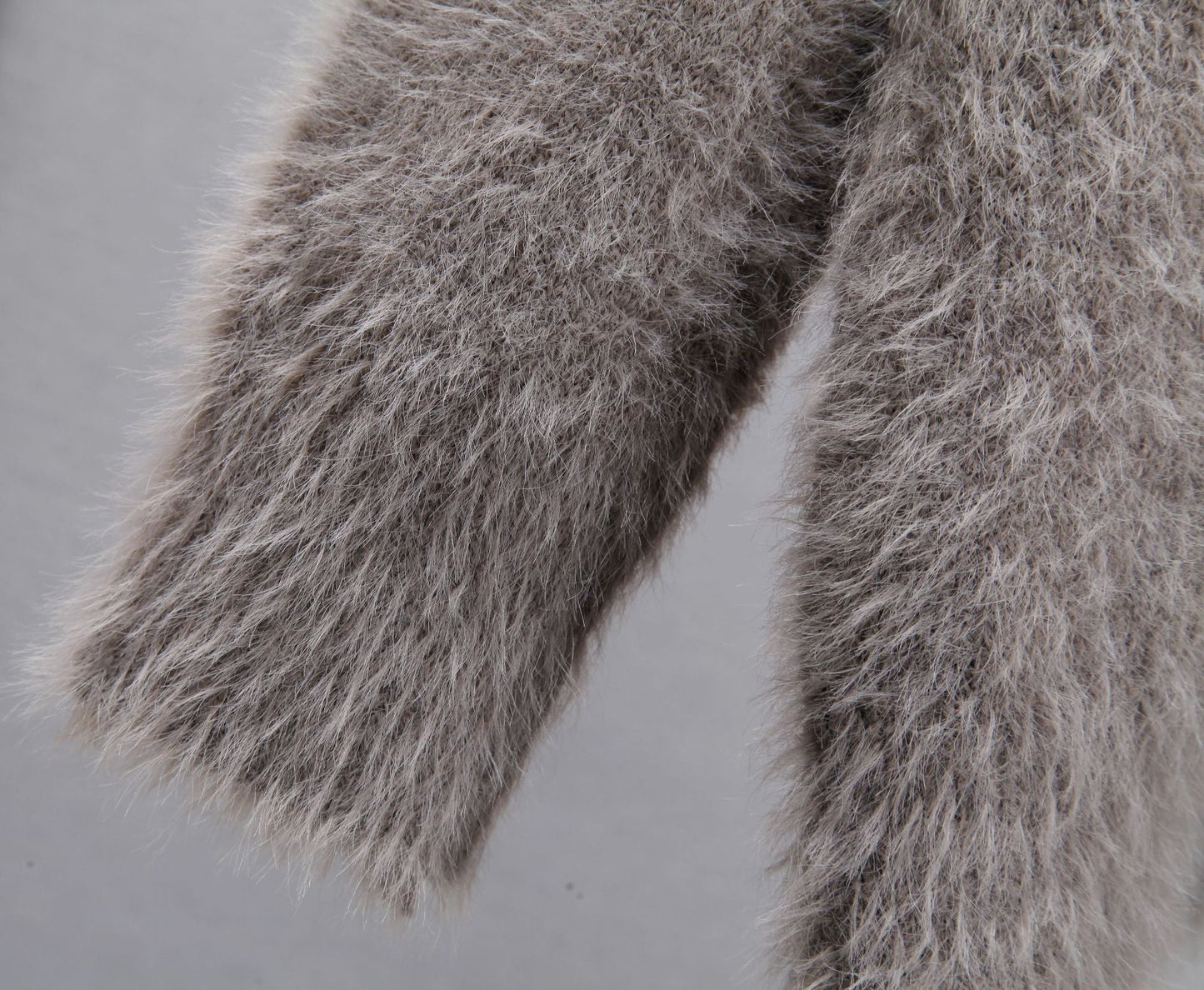 Fashion V-Neck Long Sleeve Fuzzy Knit Cardigan