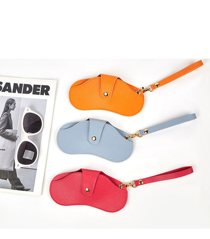 Soft Leather Portable Lanyard Glasses Case