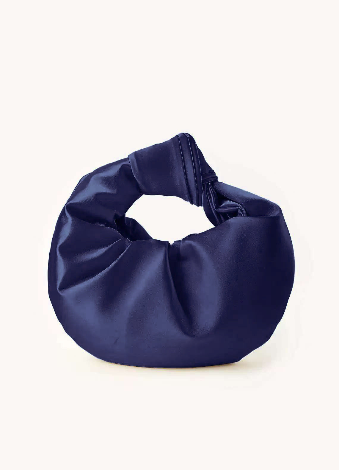 Ruched Satin Knot Handle Evening Handbag