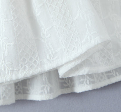 Solid Jacquard Square Neck Button-Up Mini Dress