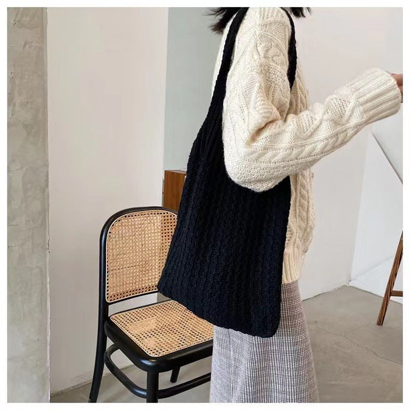 Simple Vintage Shoulder Bag Knit Tote Bag