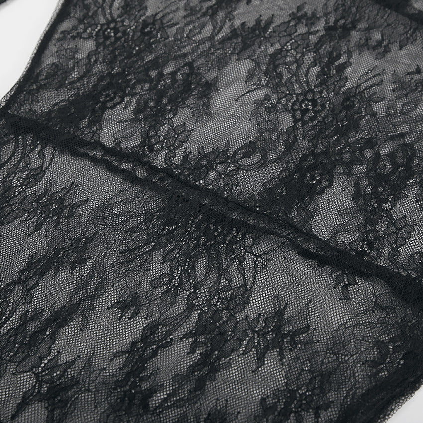 Lace See Through Side Split Long Dress