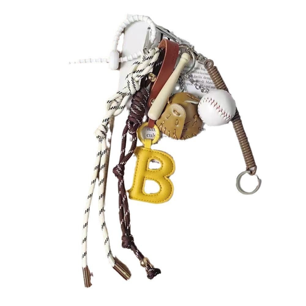 Vintage Braided Rope Baseball Keychain Bag Charm
