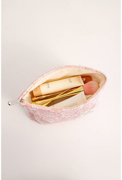 Floral Jacquard Portable Cosmetic Bag