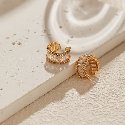 Vintage Elegant Zircon Clip Earrings