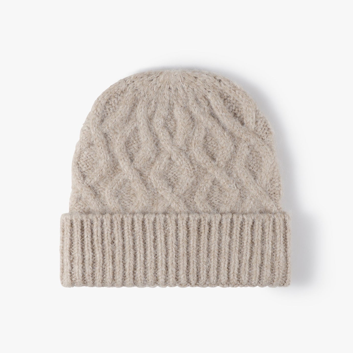 Twist Jacquard Knit Hat Solid Color Beanie