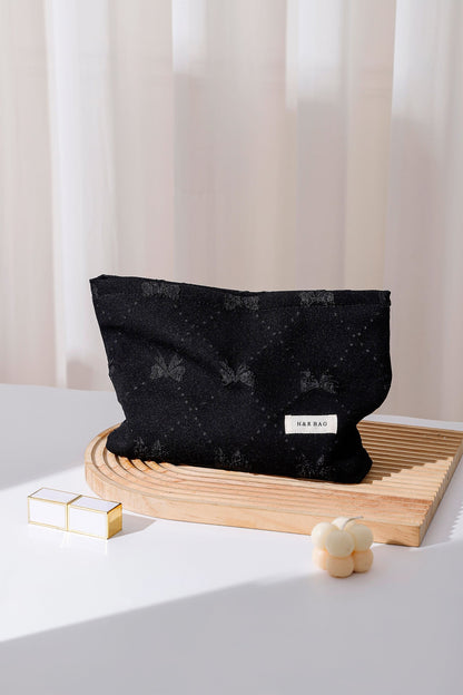 Cute Bow Embossed Portable Makeup Bag