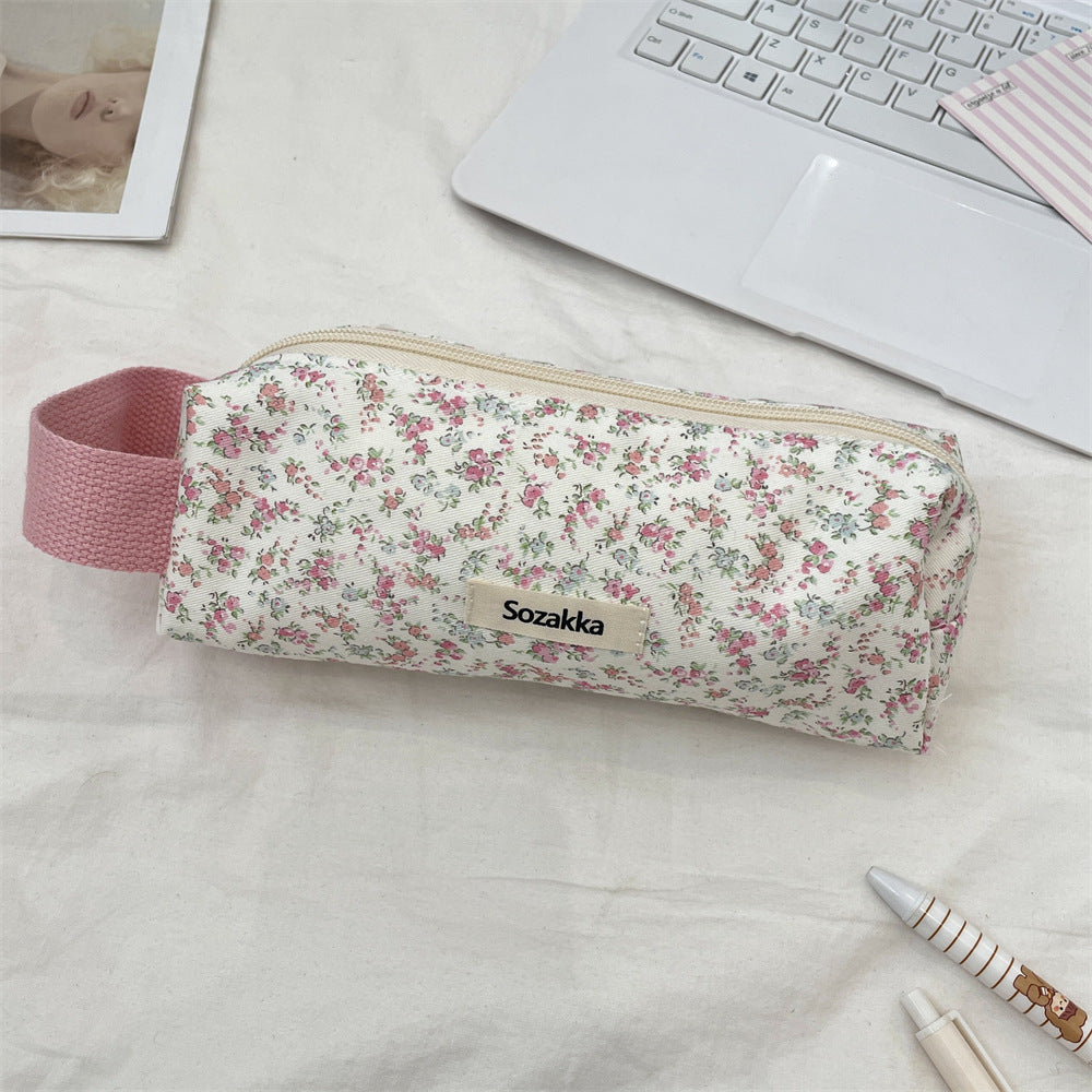 Simple Flower Print Makeup Pencil Pouch
