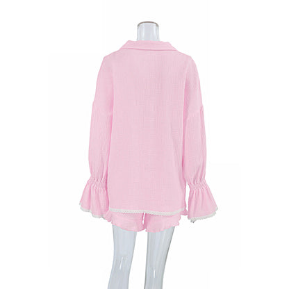 Flounce Solid Color Homewear Sets