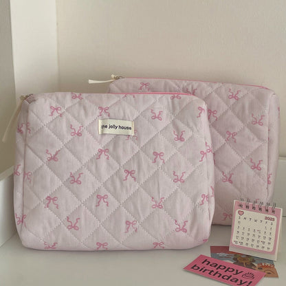 Pink Bow Large Capacity Sweet Make Up Bag