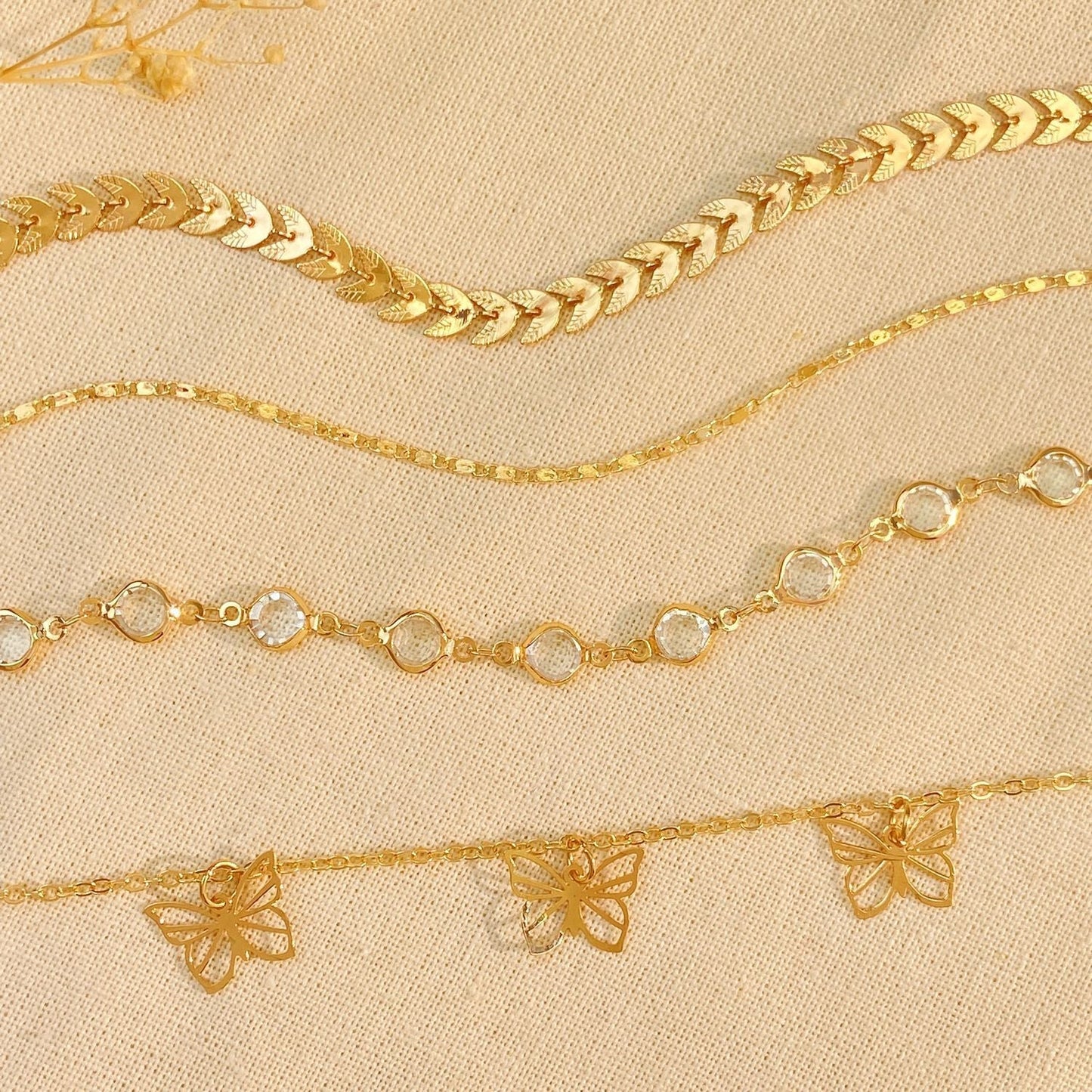 Hellow Out Butterfly Rhinestones Anklet