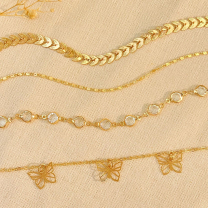 Hellow Out Butterfly Rhinestones Anklet