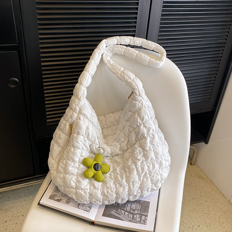 Solid Color Cloud Bag Puffer Shoulder Tote Bag