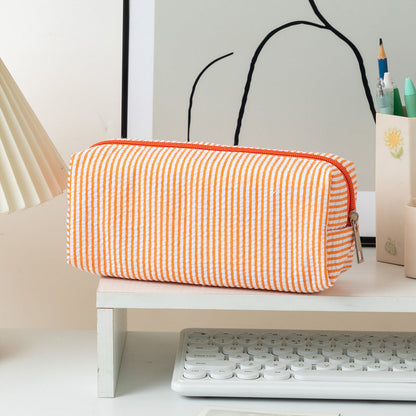 Color Block Striped Makeup Pencil Pouch