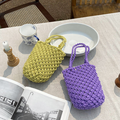 Hollow Out Simple Bucket Woven Bag