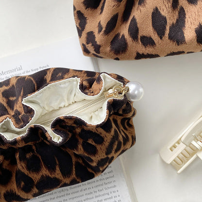 Vintage Leopard Print Cosmetic Bag