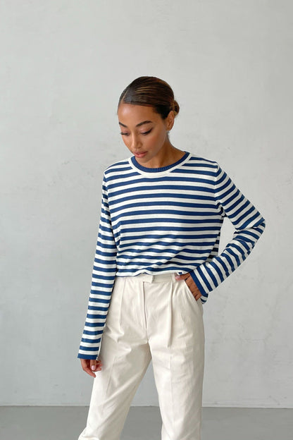 Round Collar Stripe Vintage Sweater