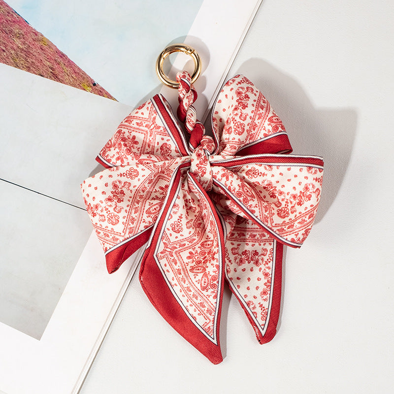 Vintage Print Satin Bow Bag Charms