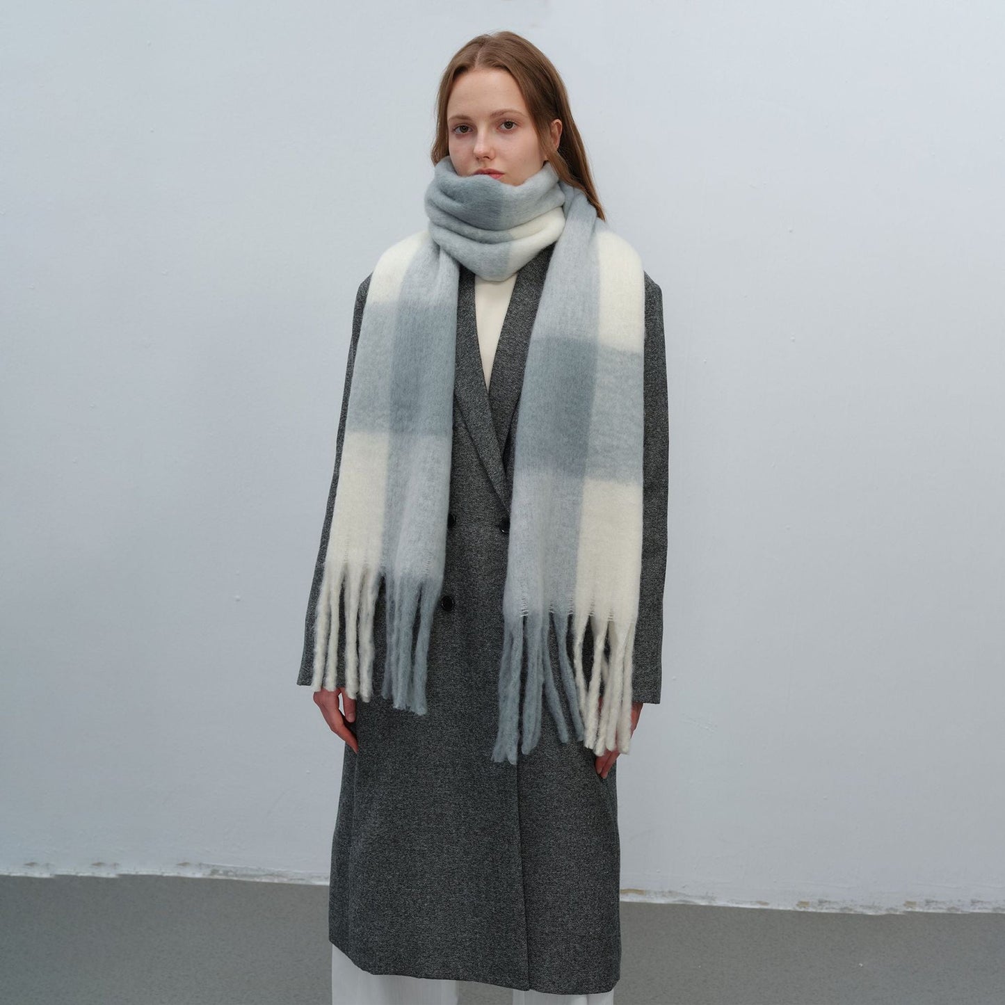 Plaid Color Block Thicken Warm Scarves