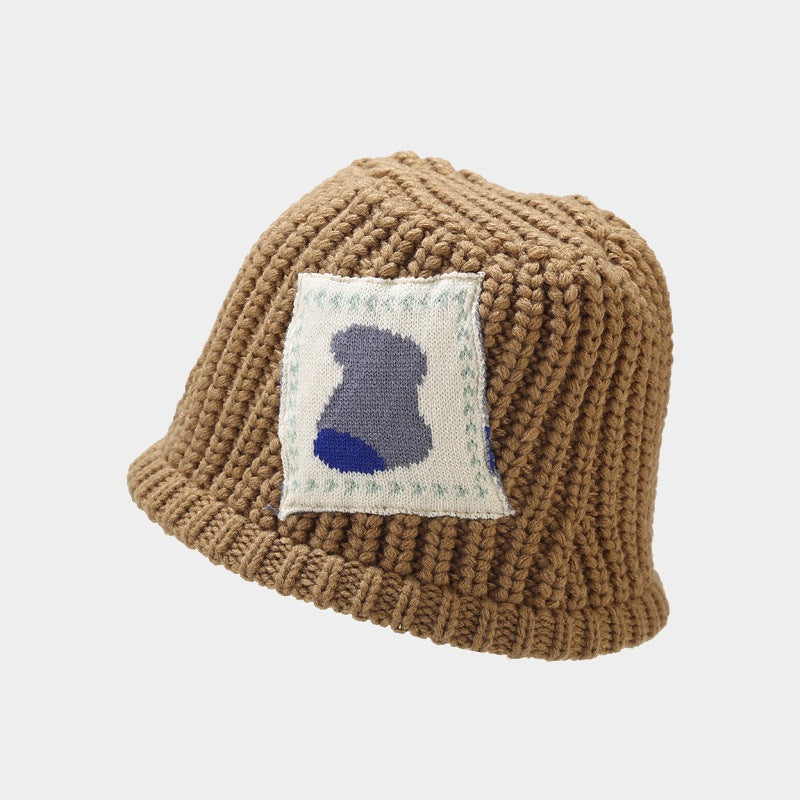 Patch Pattern Crochet Knit Bucket Hat