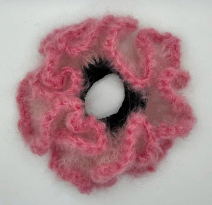 Fuzzy Color Block Handmade Ruffle Scrunchies