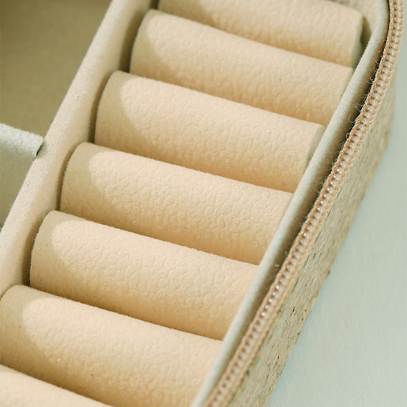 Soft Wood Print Zipper Jewelry Case