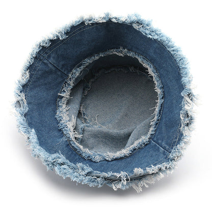 Solid Color Washed Ripped Bucket Hat
