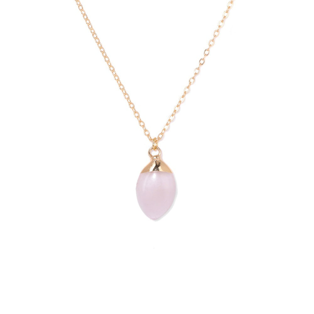 Irregiular Pink Crystal Pendant Simple Neckalces