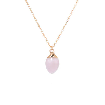 Irregiular Pink Crystal Pendant Simple Neckalces