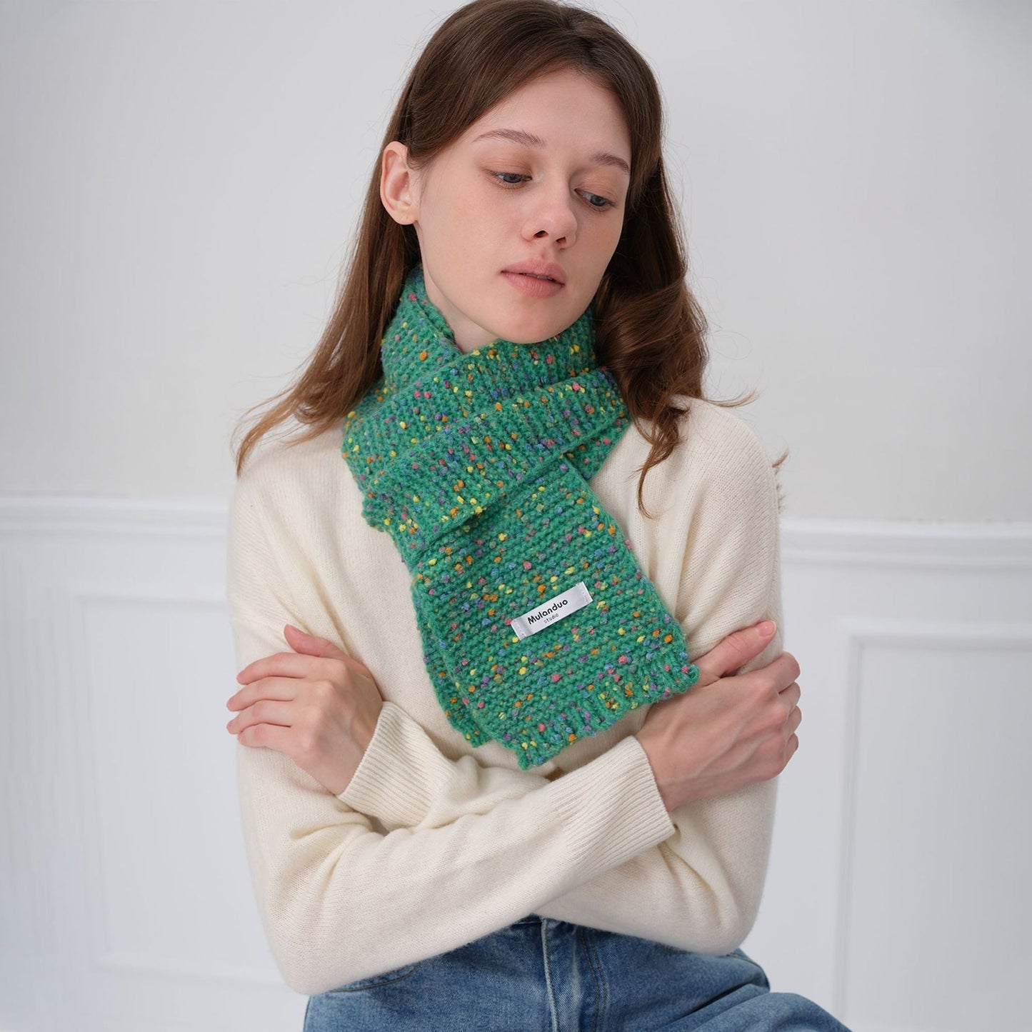 Multicolor Spot Short Knit Warm Scarve