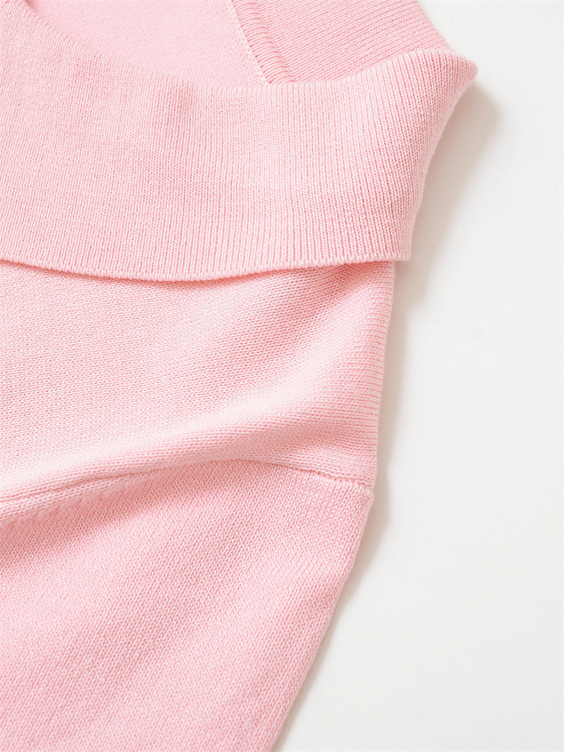 Casual Short Sleeve Solid Color Knit Top