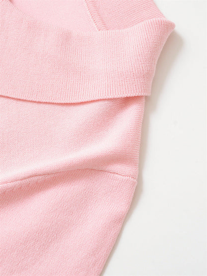 Casual Short Sleeve Solid Color Knit Top