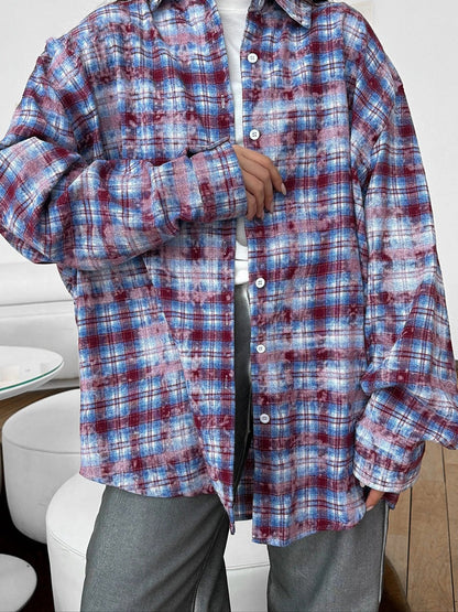 Vintage Plaid Long Sleeve Loose Shirt
