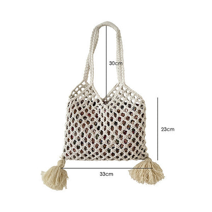 Tassel Hollow Braided Shoulder Bag