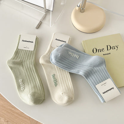 Candy Color Simple Letter Soft Socks