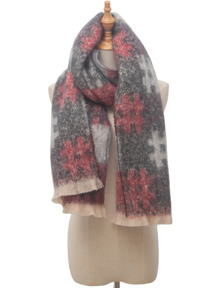 Plaid Print Contrast Color Scarves